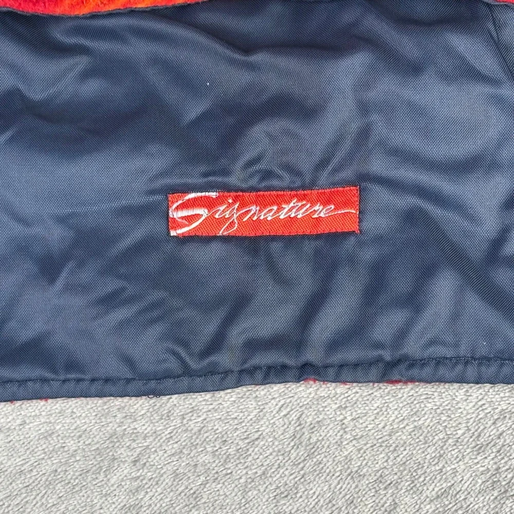Signature Dog Coat Pet Jacket Small Red Blue Yellow Plaid‎ Fleece Lined Velcro